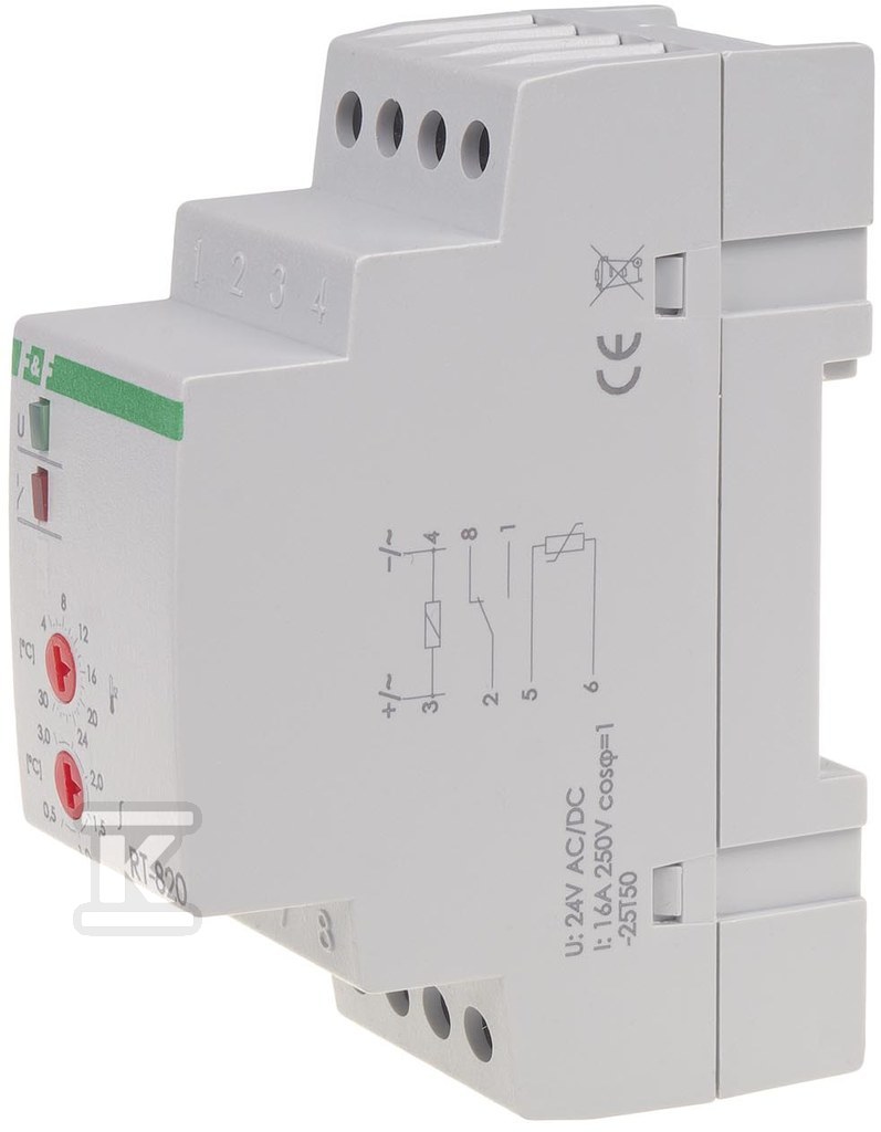 Regulator temperatury RT-820 z sondą w kmpl. zakres regulacji temp.: 4÷30°C, styki: 1P, I=16A, 2 moduły - obrazek 3