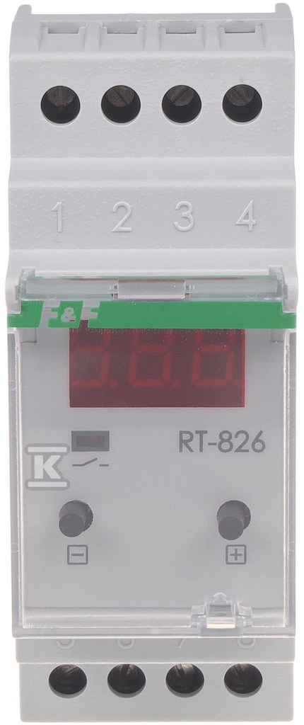 Regulator temperatury bez sondy, cyfrowy, zakres regulacji temp.: -25÷130°C, styk: 1Z, I=16A, 2 moduły RT-826 - obrazek 1