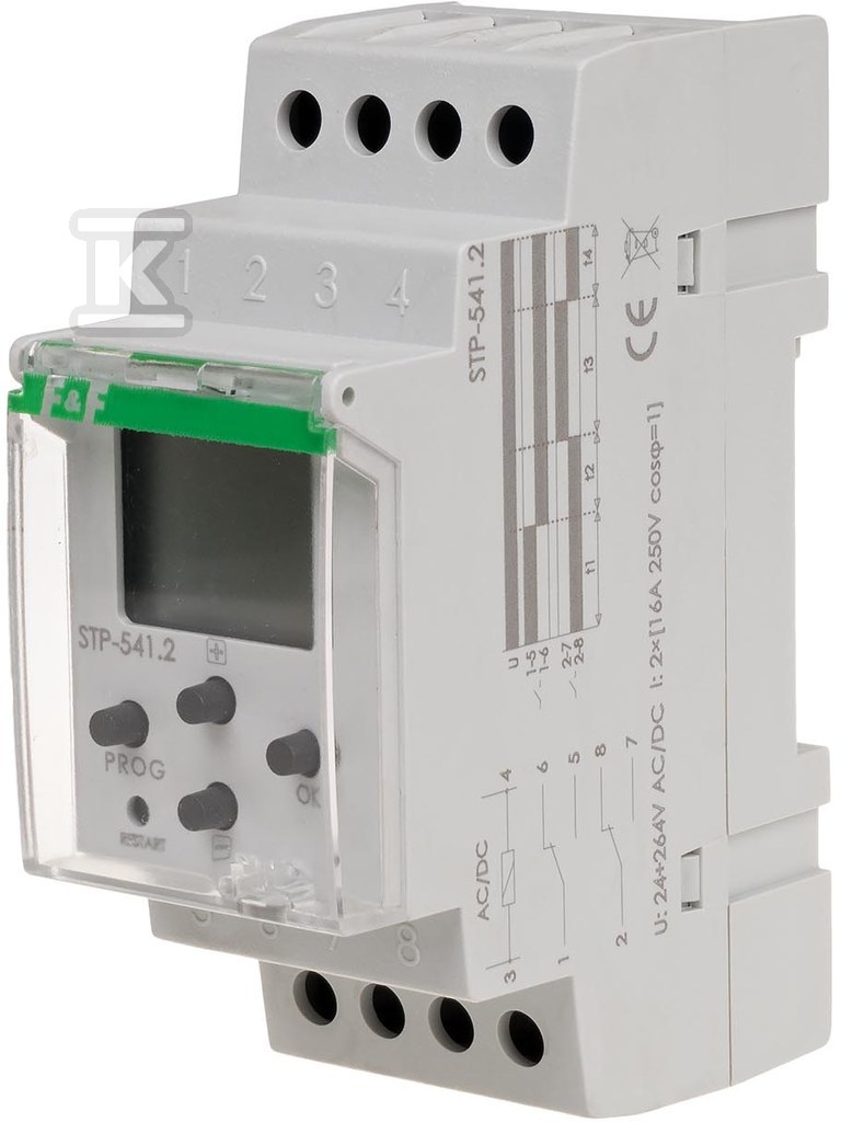 Sterownik czasowy STP-541 programowalny, "prawo-lewo", 4-czasowy, 2x1P, I=(2x16A), 24÷264V AC/DC, 2 moduły - obrazek 1