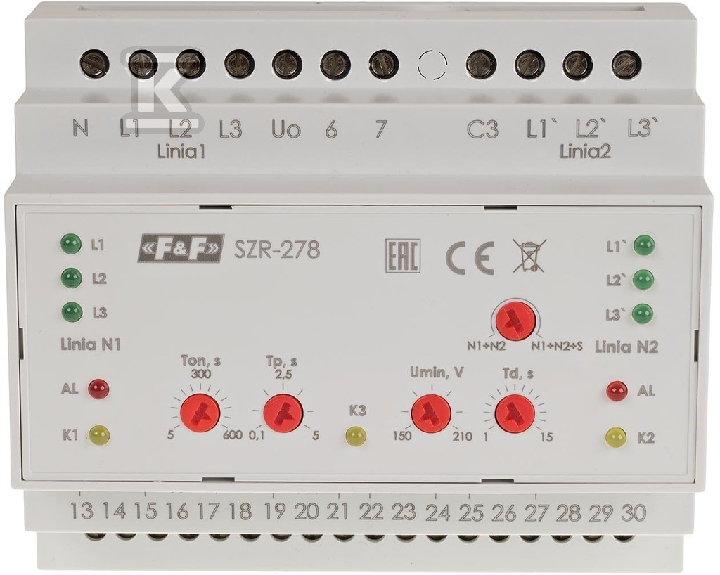 Sterownik załączania rezerwy, sieć 3 i 4-przewodowa, 24÷230V AC, SZR-278 - obrazek 1