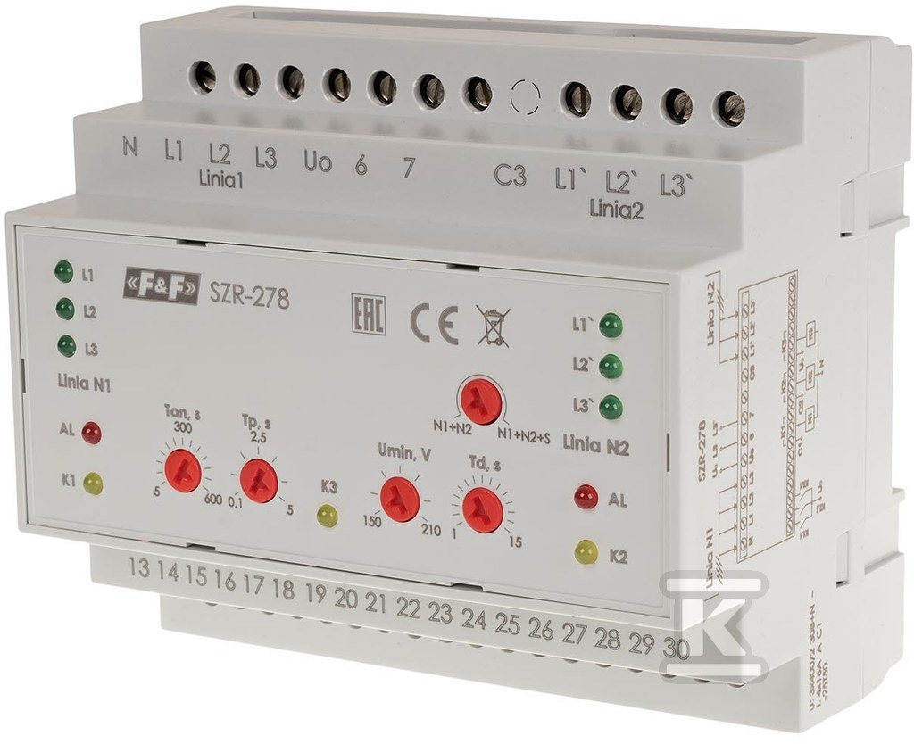Sterownik załączania rezerwy, sieć 3 i 4-przewodowa, 24÷230V AC, SZR-278 - obrazek 3