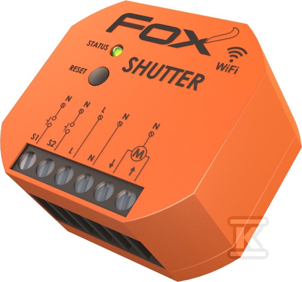 Dopuszkowy sterownik rolet Wi-Fi SHUTTER FOX z silnikiem 230V WI-STR1S2-P