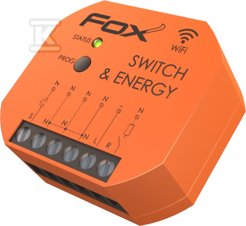 Przekaźnik pojedynczy Wi-Fi 230V SWITCH ENERGY FOX - z funkcją monitorowania parametrów sieci WI-R1S1-P - obrazek 1