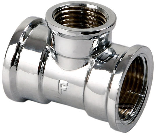 Trójnik redukcyjny mosiężny 3/4"x1/2"x3/4" chrom T08C - obrazek 1