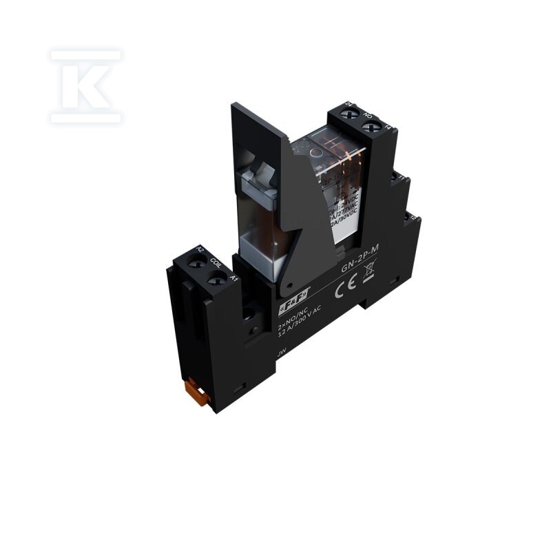 Przekaźnik interfejsowy PG-2P-12A-24DC + gniazdo przekaźnikowe GN-2P-M + obejma wyrzutnikowa K-GN-2P + moduł przeciwprzepięciowy LED GN-LV-24 DTA882 - obrazek 3