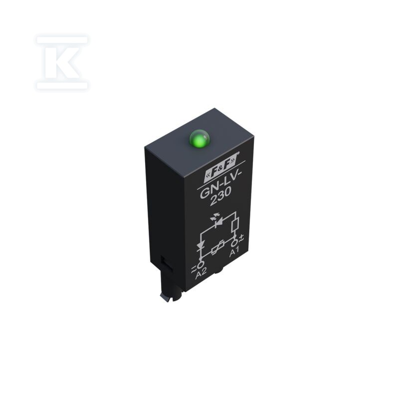 Moduł przeciwprzepięciowy z diodą LED do przekaźników z cewką 230V AC GN-LV-230 - obrazek 2
