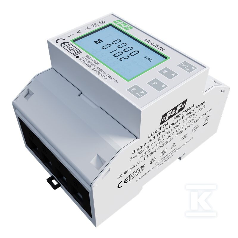Trójfazowy licznik, pomiar bezpośredni 100A, komunikacja Modbus TCP, MID LE-03ETH - obrazek 2