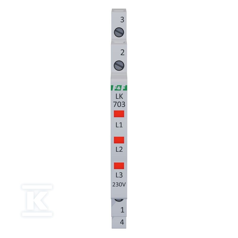 Lampka kontrolna zasilania LK-703R 1/3S 3x230V 3xLED czerwona - obrazek 2