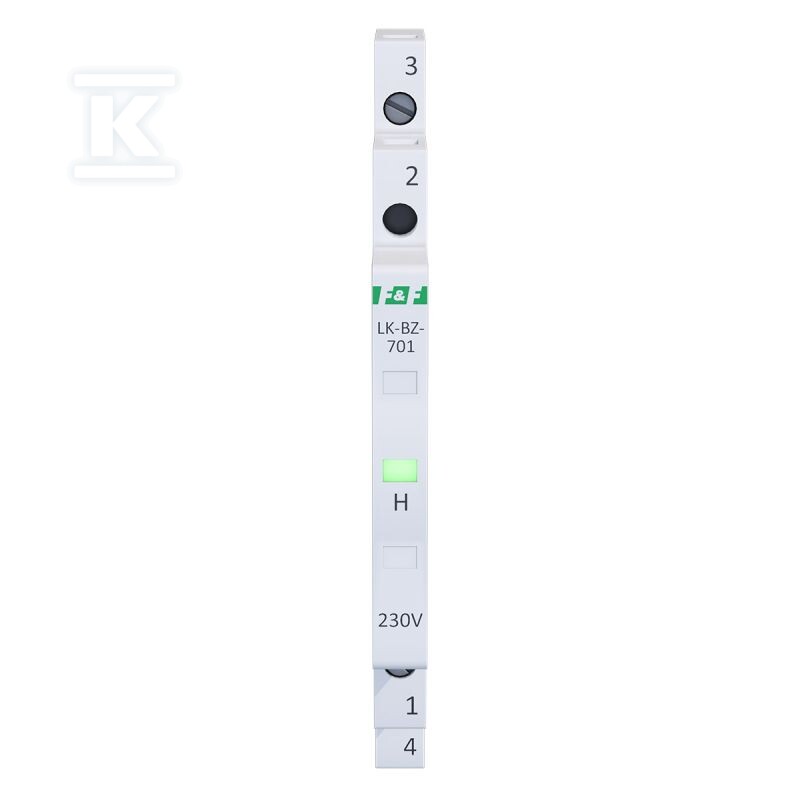 Lampka kontrolna zasilania z zabezpieczeniem LK-BZ-701G 1/3S 230V 1xLED ZIELONA - obrazek 2