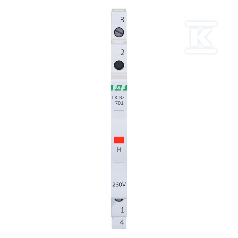 Lampka kontrolna zasilania z zabezpieczeniem LK-BZ-701R 1/3S 230V 1xLED CZERWONA - obrazek 2