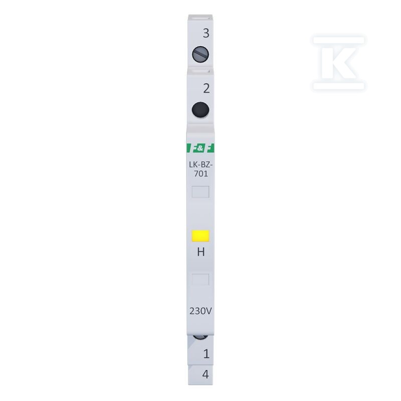 Lampka kontrolna zasilania z zabezpieczeniem LK-BZ-701Y 1/3S 230V 1xLED ŻÓŁTA - obrazek 2