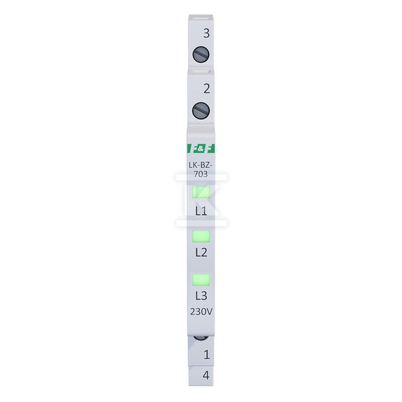 Lampka kontrolna zasilania z zabezpieczeniem LK-BZ-703G 1/3S 3X230V 3xLED ZIELONA - obrazek 2