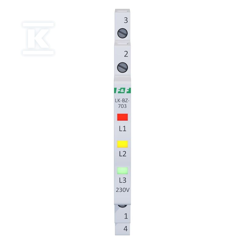 Lampka kontrolna zasilania z zabezpieczeniem LK-BZ-703K 1/3S 3X230V 3xLED - 3 kolory - obrazek 2