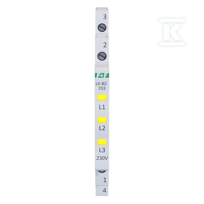 Lampka kontrolna zasilania z zabezpieczeniem LK-BZ-703Y 1/3S 3X230V 3xLED ŻÓŁTA - obrazek 2