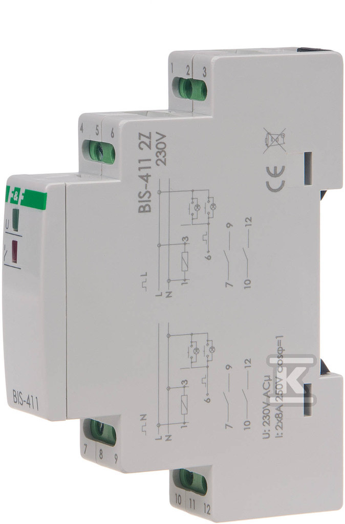 Przekanik bistabilny 9÷30 v ac/dc 1r+1z, montaż na szynie din BIS-411-1R1Z-24V - obrazek 1