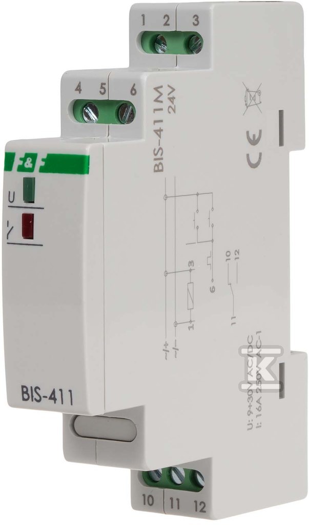 Przekaźnik bistabilny z pamięcią 9÷30 v ac/dc, montaż na szynie din, BIS-411M-24V - obrazek 1