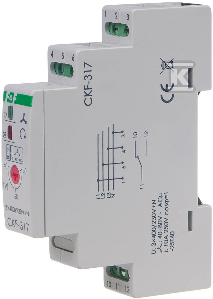 Mikroprocesorowy czujnik kolejności i zaniku fazy CKF-317-TRMS - obrazek 1