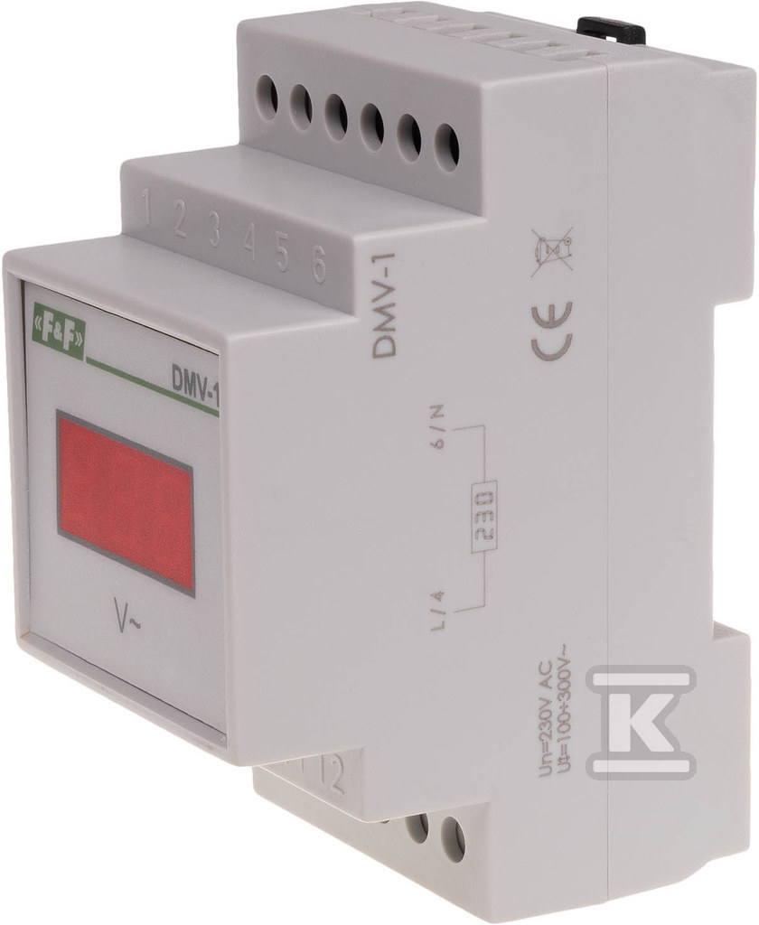Lampka sygnalizacyjna zasilania-dustanowa DMV-1 Cyfrowy wskaźnik napięcia jednofazowy zakres wskazań 100÷300V 3 moduły - obrazek 1