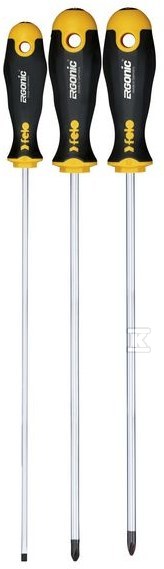 Zestaw 3 wkrętaków Felo Ergonic z ekstra długą klingą FL40093114