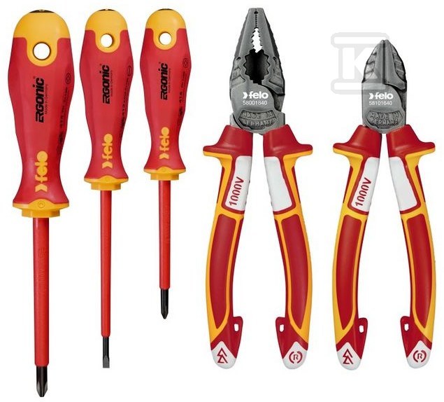Zestaw 3 wkrętaków FELO – Ergonic VDE + obcinaczki boczne + kombinerki + magnetyzer FL41395199