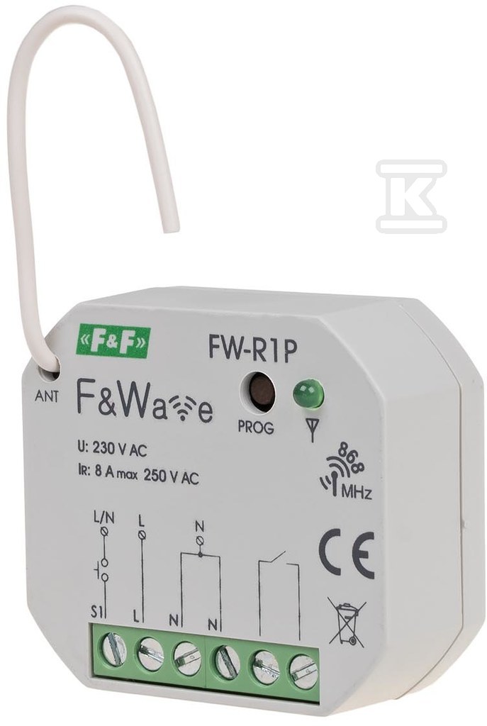 Radiowy pojedynczy przekaźnik bistabilny - montaż PDT 85÷265V AC/DC FW-R1P - obrazek 1