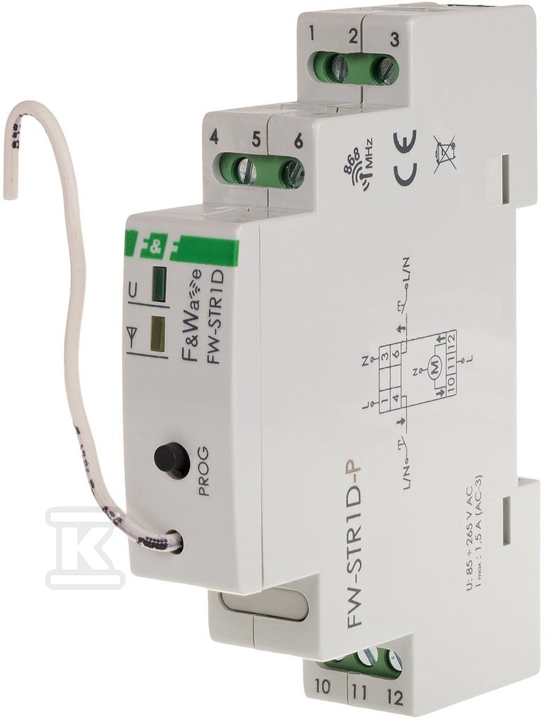 Radiowy sterownik rolet 230v- montaż din 85÷265v ac/dc, multifunkcyjny, na szynę din FW-STR1D-P - obrazek 1