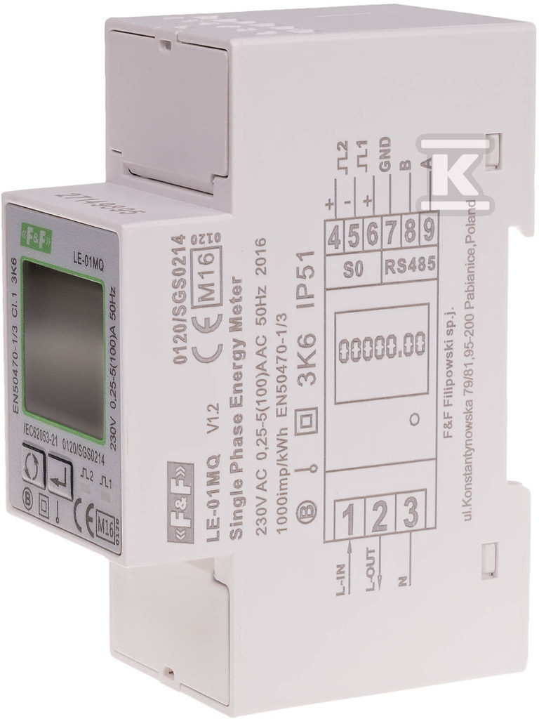 Zestaw do monitoringu energii: licznik energii elektrycznej– jednofazowy LE-01MQ + integrator liczników energii WI-MODBUS-D DTB098 - obrazek 2
