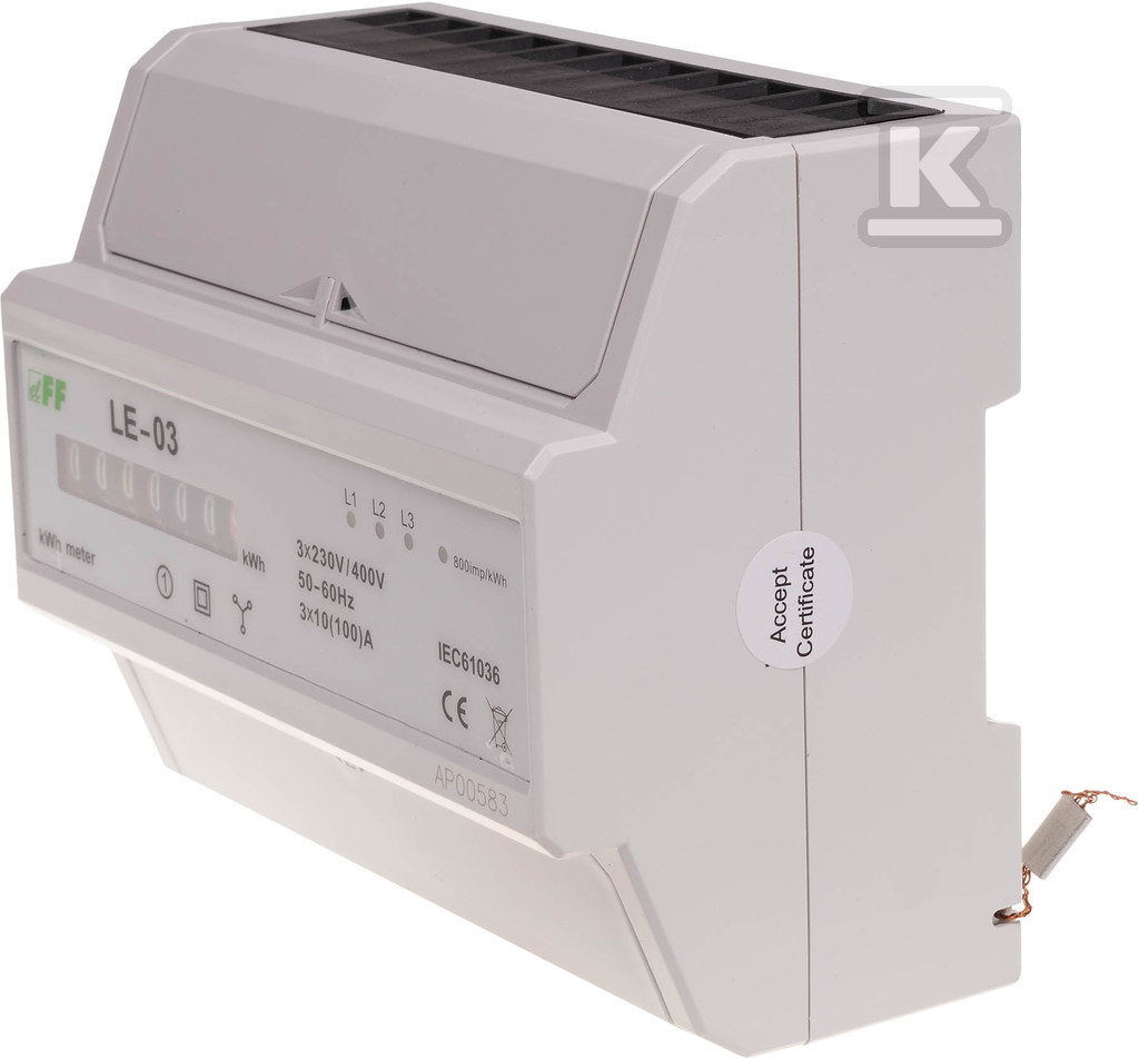 Licznik energii elektrycznej LE-03 – trójfazowy, bębnowy, kl.1, 3×230,400V, 3×10(100A) 50Hz