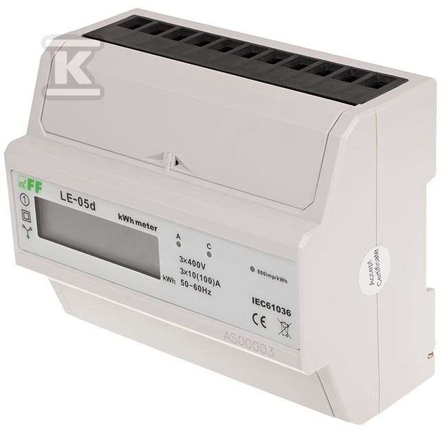 Licznik energii elektrycznej LE-05D - trójfazowy, pomiar w układ arona lcd, kl.1, 3x230,400v, 3x10(100a) LE-05D - obrazek 1