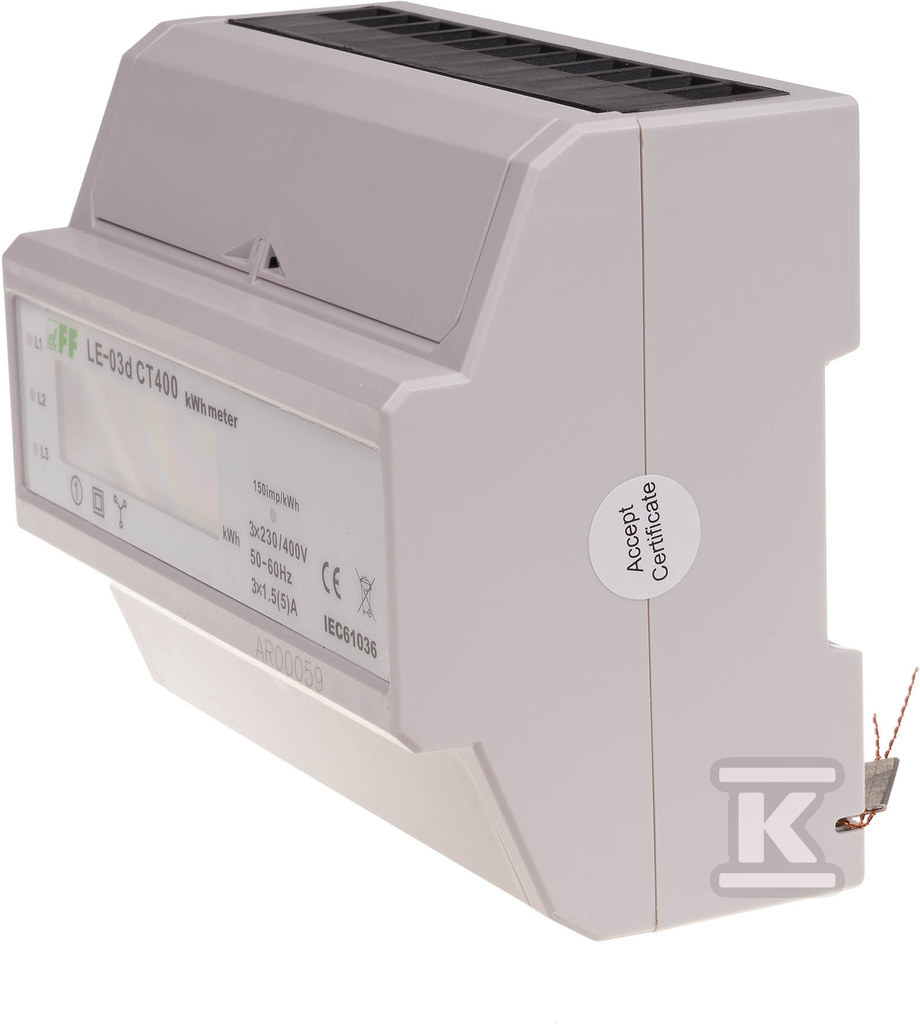Licznik energii elektrycznej LE-03d CT-400 – trójfaz., wyświetlacz LCD, kl.1, wej. pom. 3x5A [przekładnik 400/5] LE03D-CT400