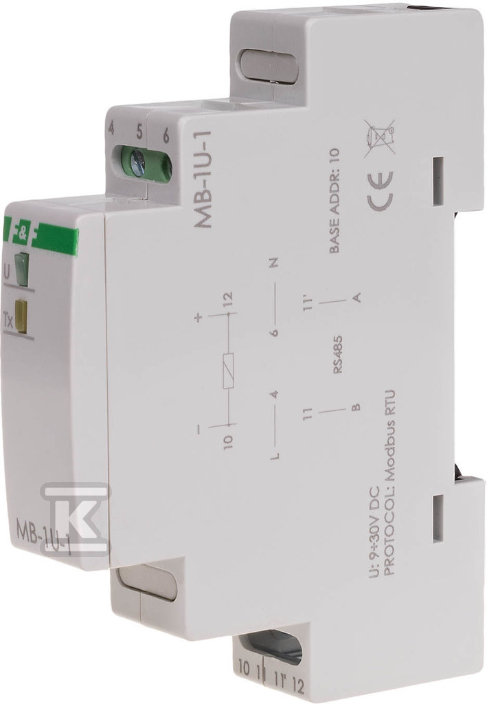 Przetwornik pomiaru napięcia, jednofazowy, z wyjściem modbus rtu MAX-MB-1U-1 - obrazek 1