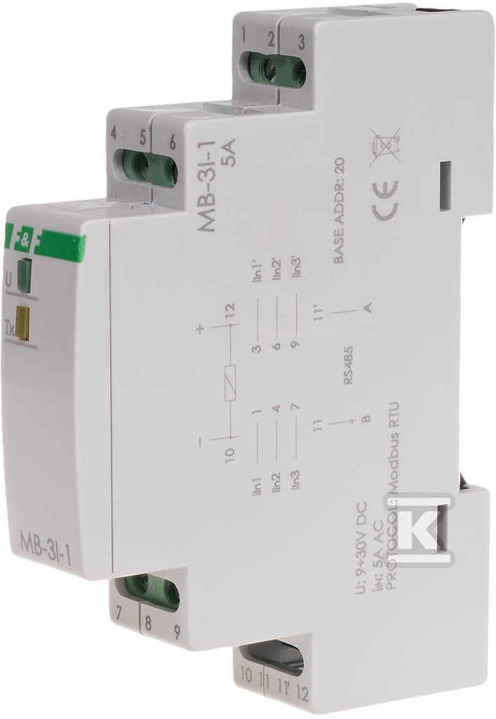 Przetwornik natężenia prądu z modbus rtu 15a MAX-MB-3I-1-15A - obrazek 1