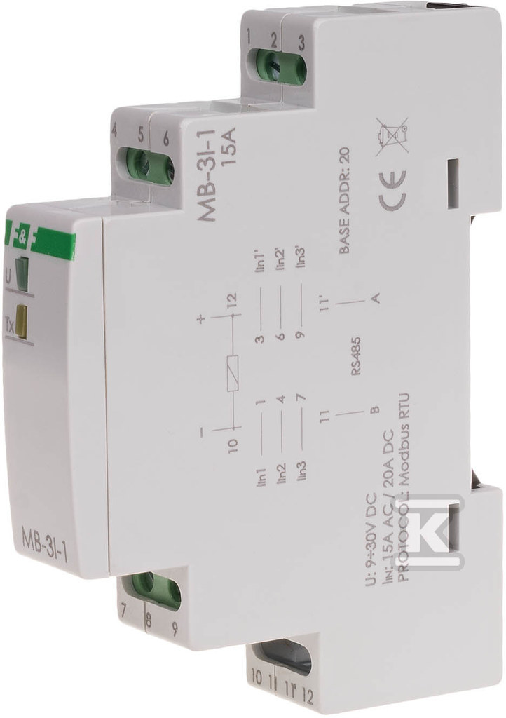 Przetwornik pomiaru natężenia prądu, trójfazowy, z wyjściem modbus rtu MAX-MB-3I-1-5A - obrazek 1