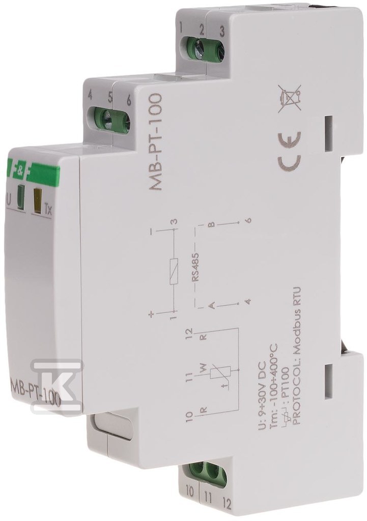 Przetwornik pomiaru temperatury, z wyjściem modbus rtu, dla pt-100, bez sondy MAX-MB-PT-100 - obrazek 1
