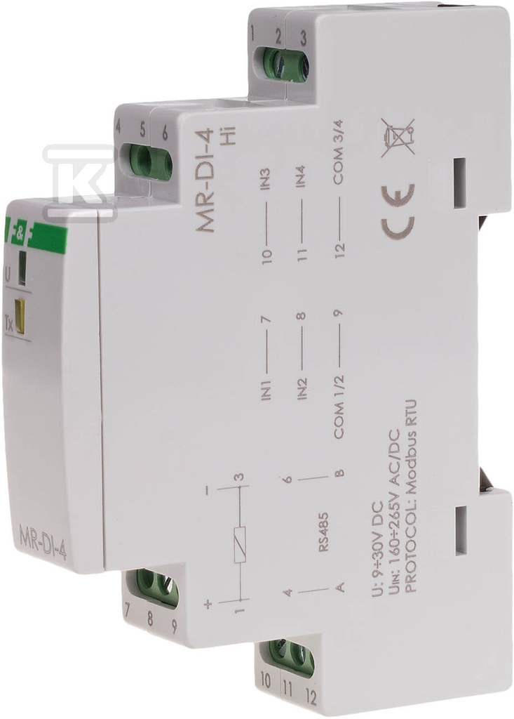 Moduł rozszerzeń wejść cyfrowych, z wyjściem modbus rtu, 1 moduł MAX-MR-DI-4LO - obrazek 1