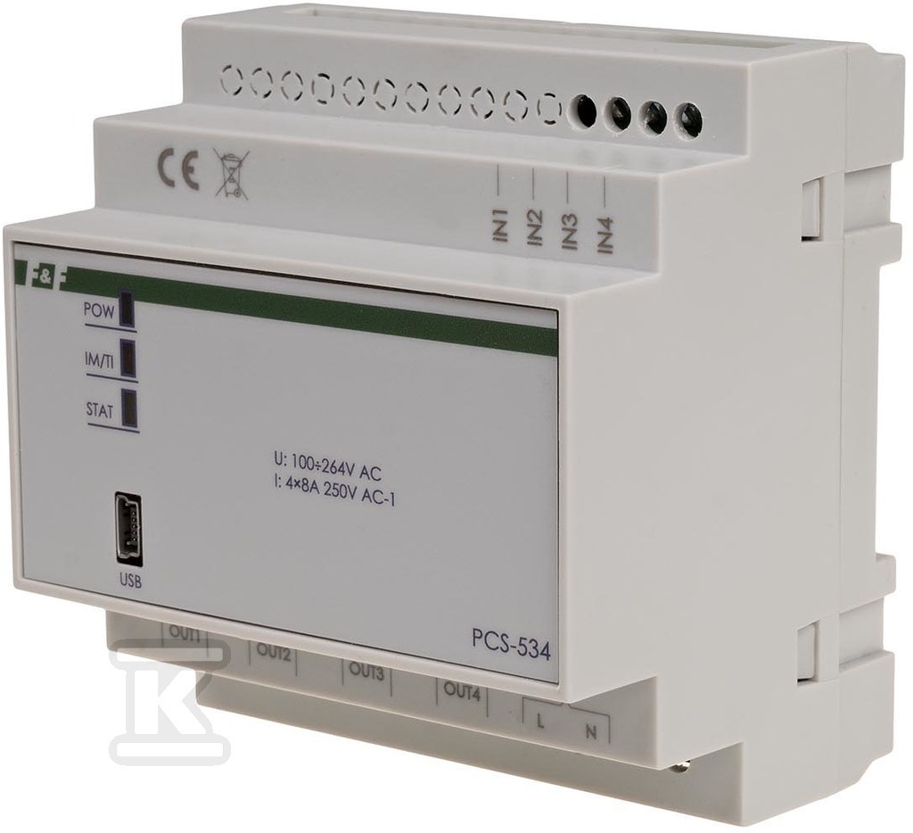Sterownik sekwencyjny, impulsowo-czasowy, 4-kanałowy, 24÷230v ac/dc, nastawa od 1s do 100h MAX-PCS-534 - obrazek 1