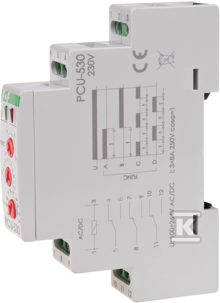 Przekażnik czasowy 10-funkcyjny 3xNO/NC 100-264V AC/DC PCU-530 - obrazek 1