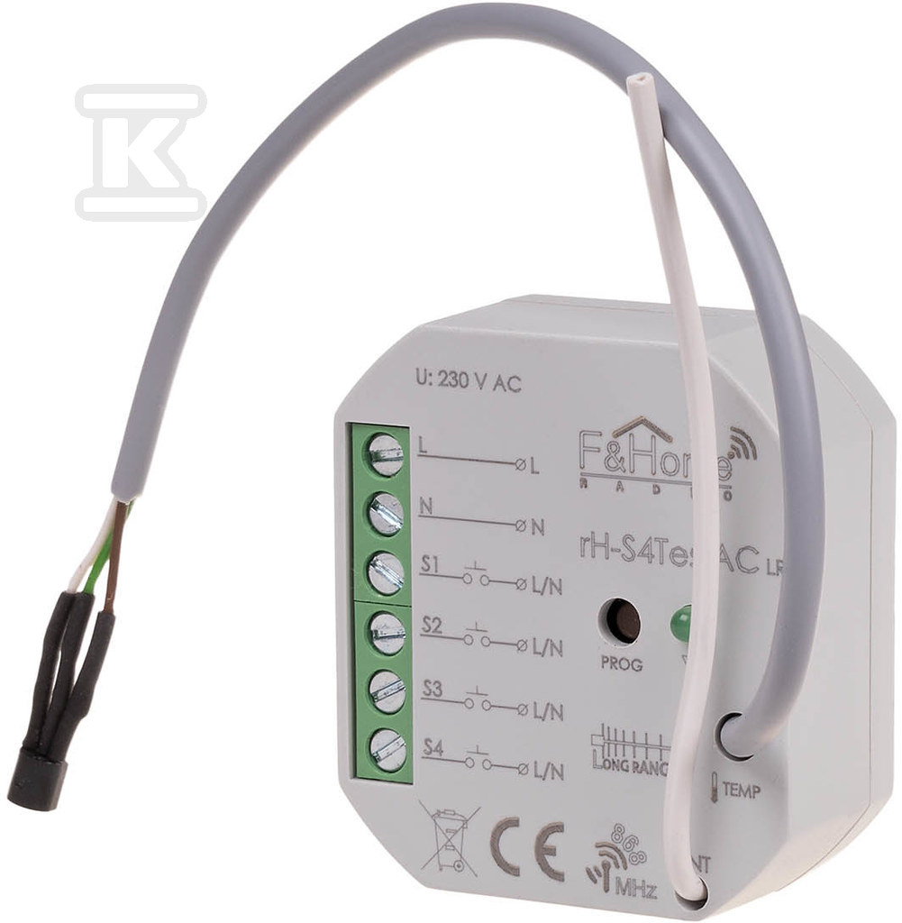 Moduł radiowy 4 wejścia, zewn. pomiar temperatury, zasilanie ac - long range rH-S4Tes-AC-LR RH-S4TES-AC-LR - obrazek 1