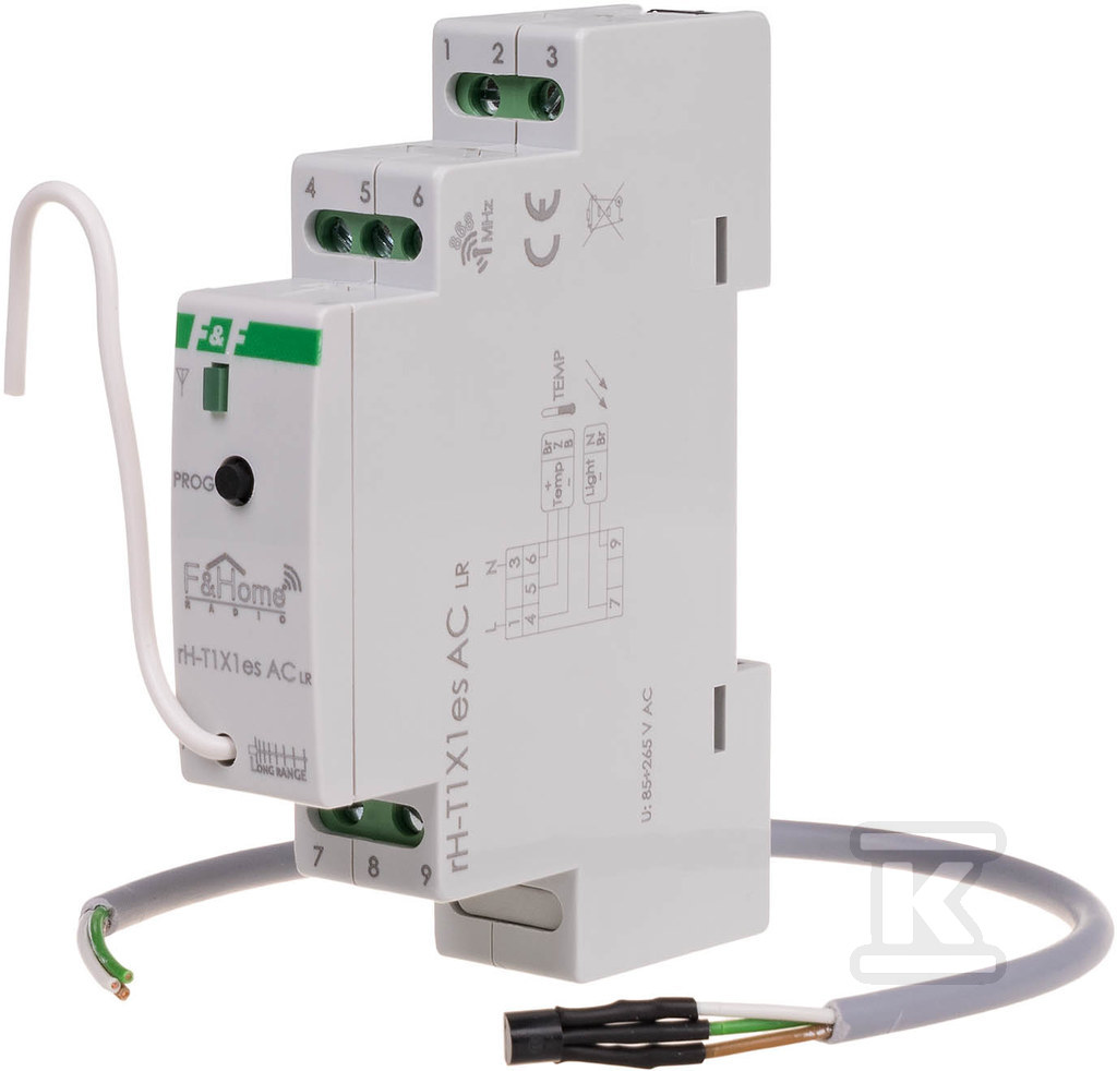 Moduł radiowy czujnika jasności/temperatury, montaż na szynie din rH-T1X1es-AC-LR RH-T1X1ES-AC-LR - obrazek 1