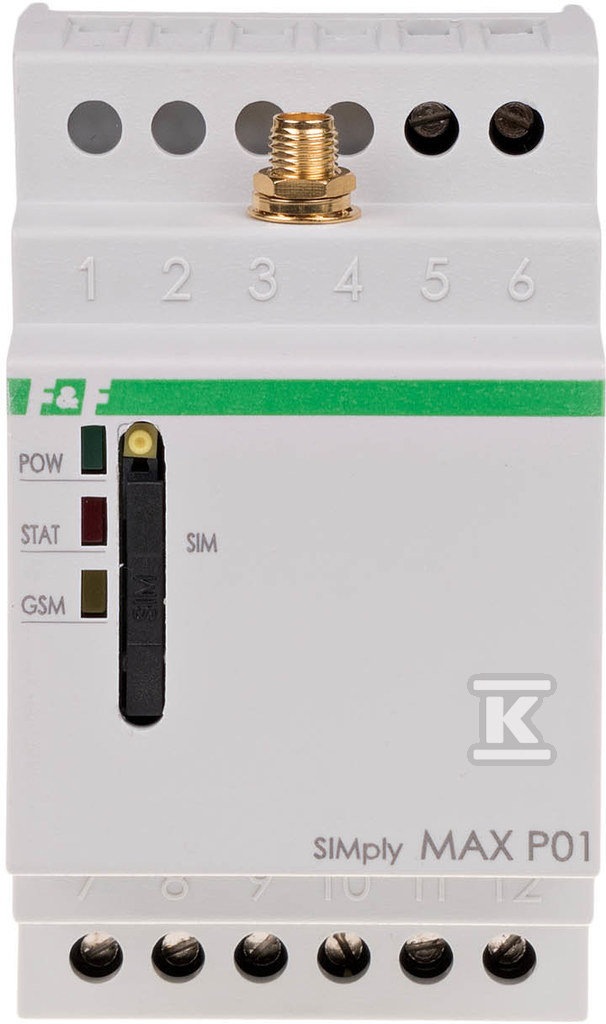 Przekaźnik zdalnego sterowania gsm (sms), 4xwy, 4xwe, załącz/wyłącz/powiadom, 230v ac, 4x1no, montaż na szynie din SIMplyMAX-P04 SIMPLYMAX-P04 - obrazek 1
