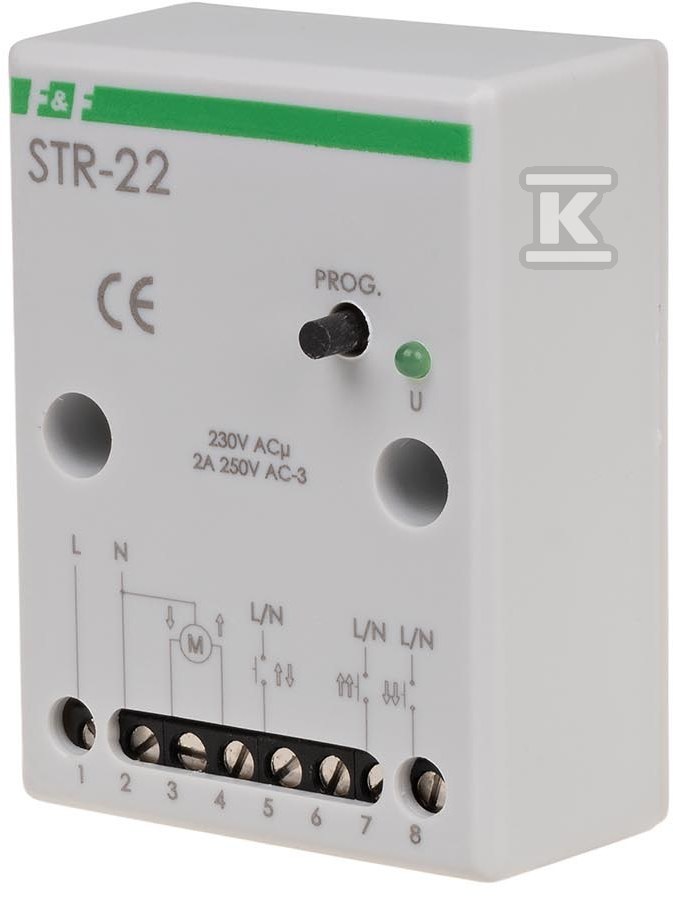 Sterownik rolet STR-22 jednoprzyciskowy, Un=24V AC, 8A, montaż natynkowy lub w kasecie rolety - obrazek 1