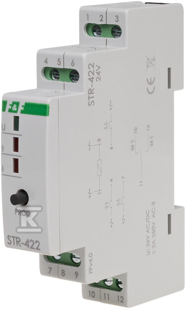 Sterownik rolet STR-422 jednoprzyciskowy, Un=24V AC, 8A, 1 moduł STR-422-24V - obrazek 1