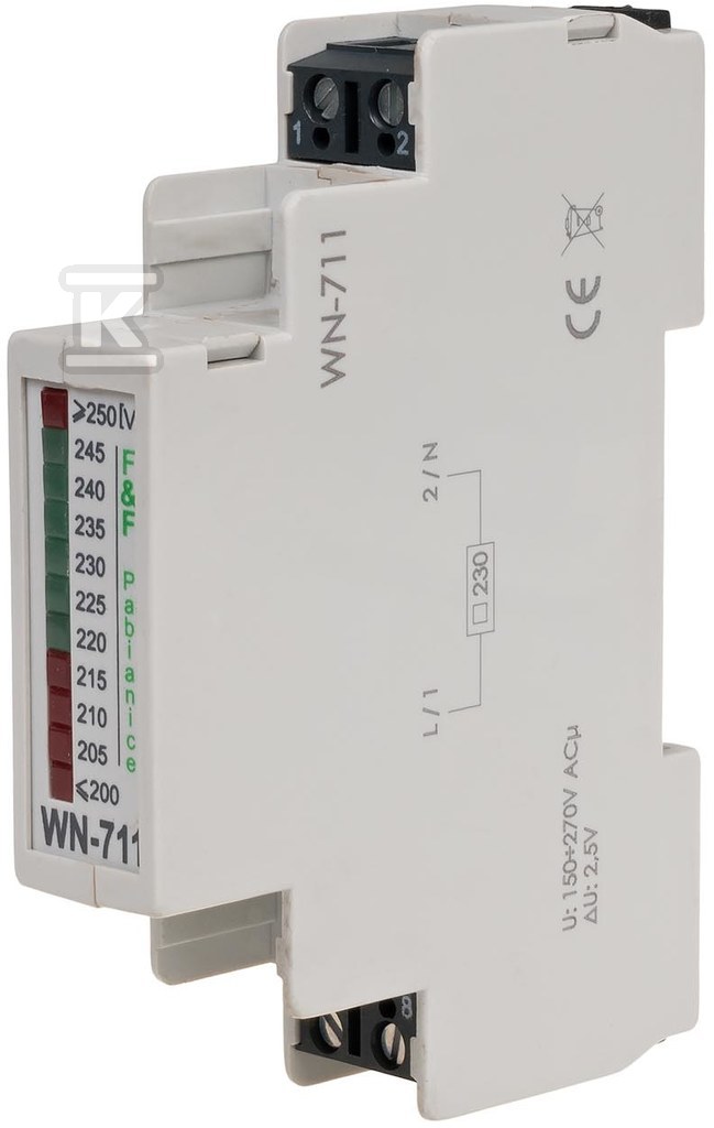 Wskaźnik napięcia WN-711 jednofazowy, zakres: 200÷250V, 1 moduł - obrazek 1