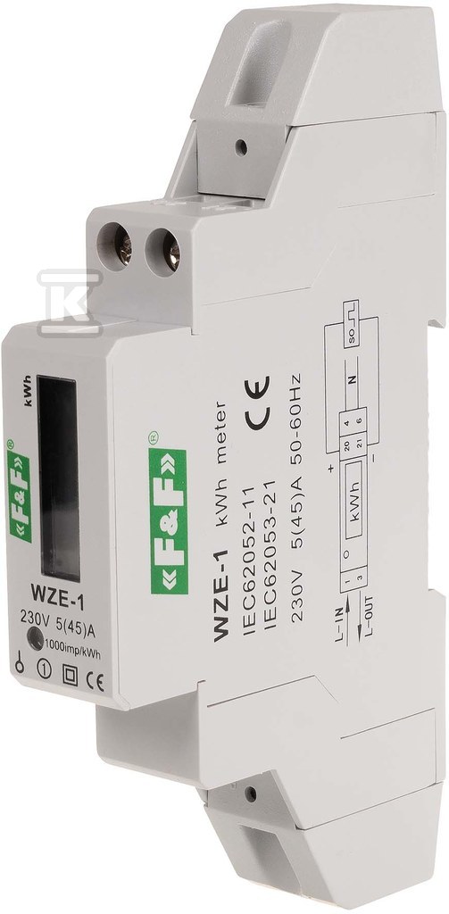 Jednofazowy licznik zużycia energii 45a mid WZE-1