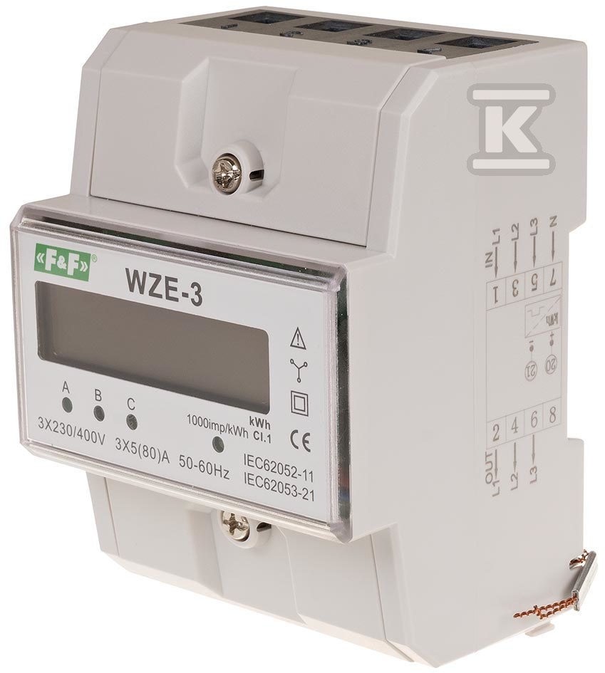 Trójfazowy licznik zużycia energii 80a, mid WZE-3 - obrazek 1