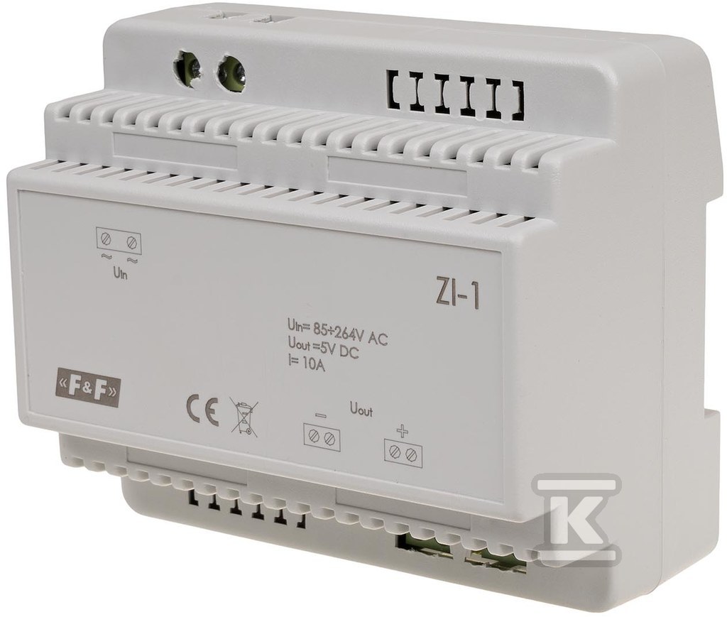 Zasilacz impulsowy ZI-1, napięcie wejściowe 85-264V AC, napięcie wyjściowe 5, 12, 15, 18, 24, 48 V DC, P=50W, 6 modułów - obrazek 1
