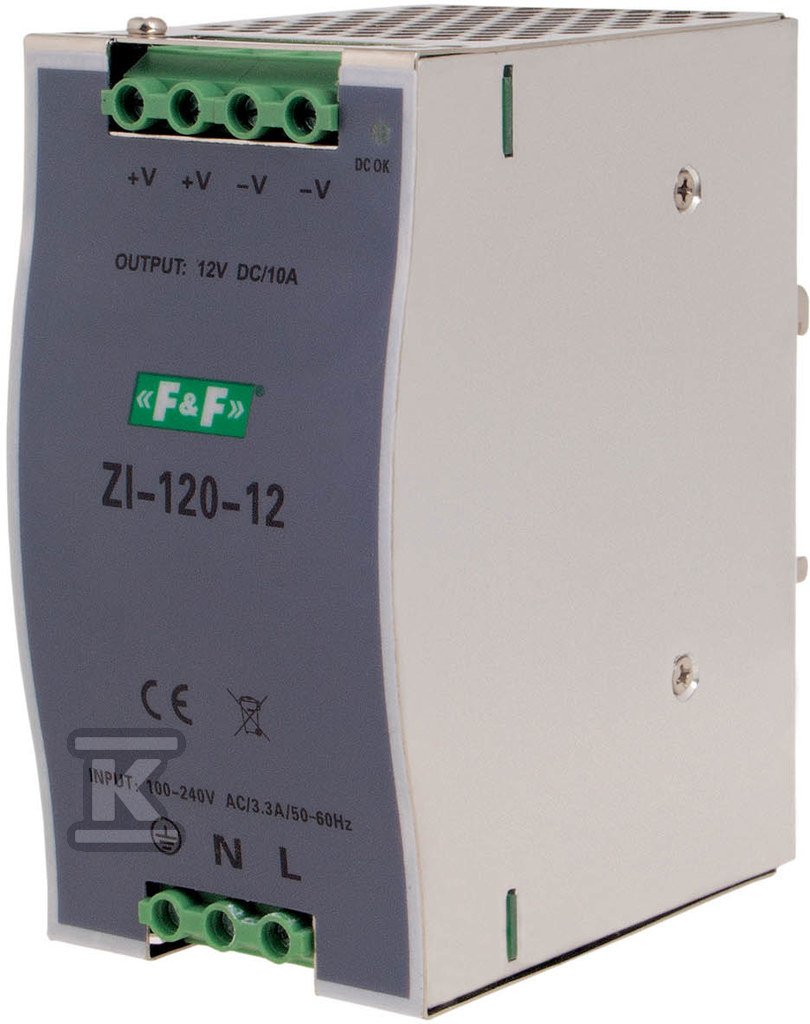 Zasilacz impulsowy przemysłowy nap. wej. 90÷264v ac/120÷370v dc, p=120w nap. wyj. 12v dc ZI-120-12V