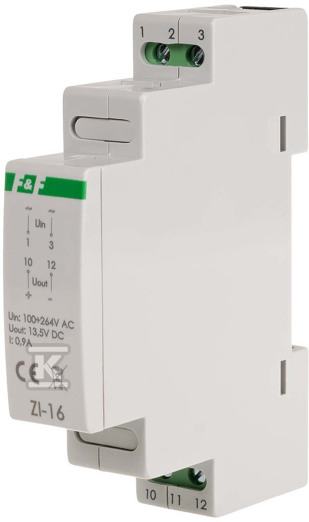 Zasilacz impulsowy 12w, 13,5v dc, nap. zas. 100÷230v, do montażu na szynie din ZI-16