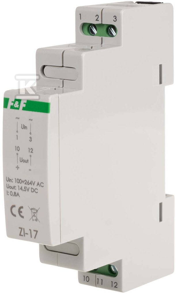Zasilacz impulsowy 12w, 14,5v dc, nap. zas. 100÷230v, do montażu na szynie din ZI-17