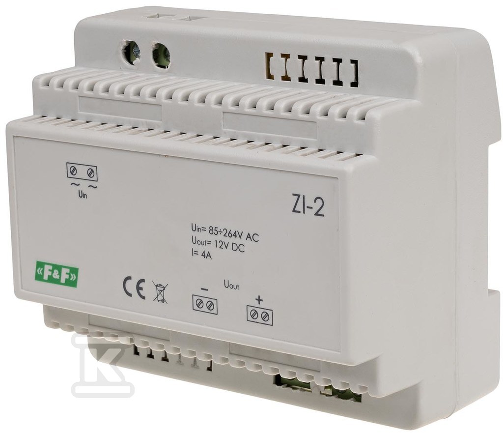 Zasilacz impulsowy ZI-2, napięcie wejściowe 85-264V AC, napięcie wyjściowe 5, 12, 15, 18, 24, 48 V DC, P=50W, 6 modułów - obrazek 1